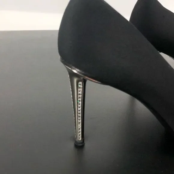 Stuart Weitzman Black Crystal Metal High Heels Pumps with Box